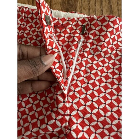 J Crew Women’s City Fit Chino Shorts Size 4 Red Orange White Flat Front Side Zip - Picture 3 of 10